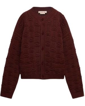 Marni Wool And Cashmere Fisherman Cardigan - Purple