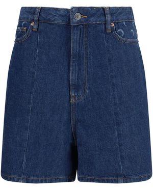 Marine Serre High-Waisted Denim Shorts - Blue