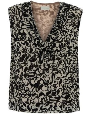 Dries Van Noten Printed Crepe College Top - Black