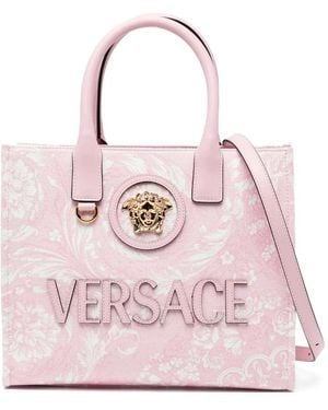 Versace Small Tote Bag With Medusa Print - Pink
