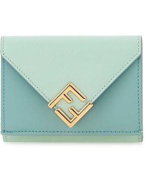 Fendi Two-Tone Leather Wallet - Blue