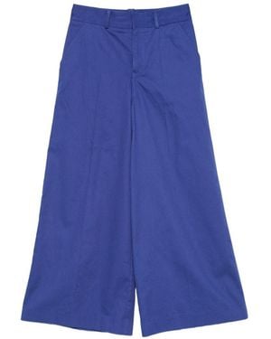 Celine Cotton Wide-Leg Pants - Blue