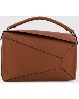 Loewe Puzzle Grained Calfskin Crossbody Bag With Embossed Monogram - Brown