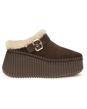 Chloé Chloé Nama Wedge Mules - Brown