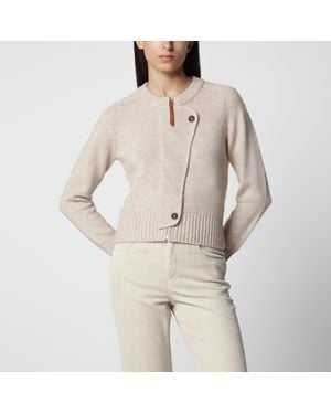 Isabel Marant Wool Zip-Up Cardigan - Natural
