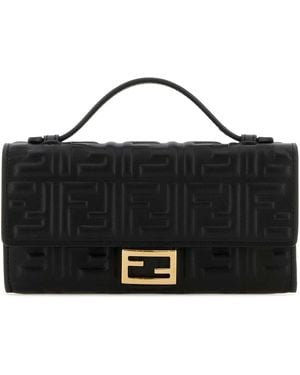 Fendi Leather Baguette Wallet - Black