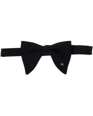 Gucci Bow Tie With Gg Plate On The Front - Black