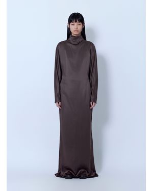 Max Mara High-Neck Satin Gown - Blue