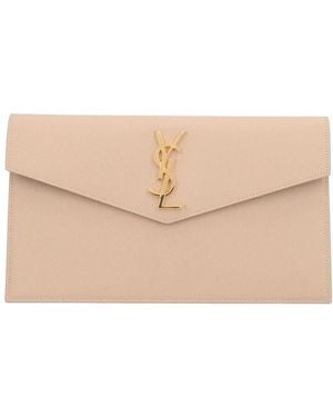 Saint Laurent "Cassandre" Medium Size Clutch - Natural