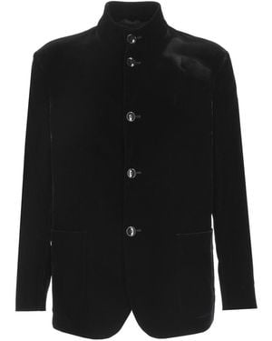 Giorgio Armani Mandarin Collar Blazer - Black