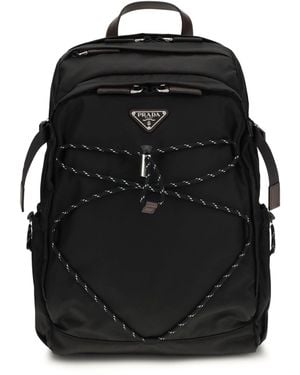 Prada Re-Nylon And Leather Speedrock Backpack - Black