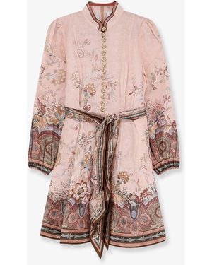 Zimmermann Alchemy Linen Dress With Floral Print - Pink