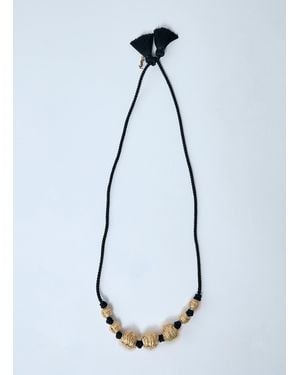 Saint Laurent Metal And Tassel Necklace - Black