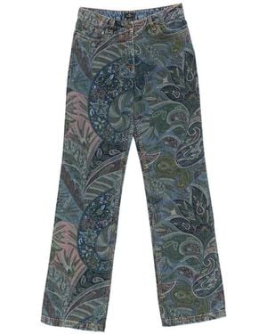 Etro Floral Print Flared Jeans - Gray