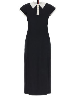 Thom Browne Polo Dress With Intarsia And Rwb Detail - Black