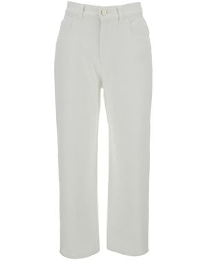 Moncler Crop High Waist Jeans - Gray