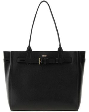 Tom Ford Leather Shopping Bag - Black