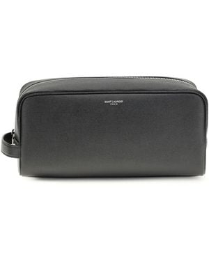 Saint Laurent Leather Beauty Case - Gray
