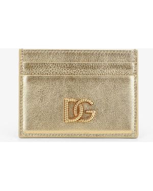 Dolce & Gabbana Card Holder Laminated Leather - Natural