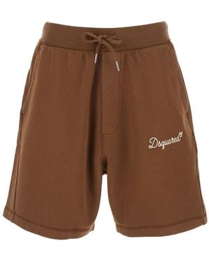 DSquared² Pants With Drawstring Waist And Logo Lettering On The Front - Brown