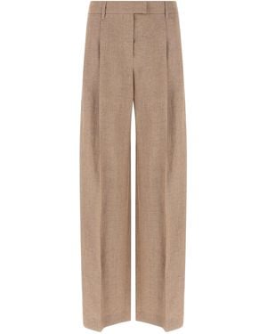 Brunello Cucinelli Linen Flared Pants - Natural