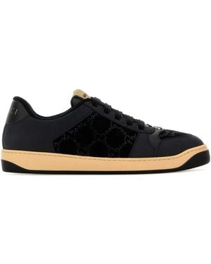 Gucci Leather And Velvet Sneakers - Black