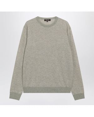 Loro Piana Cream Melange Cashmere And Silk Sweater - Gray