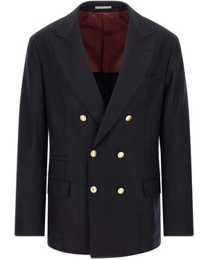 Brunello Cucinelli Double-Breasted Blazer - Blue