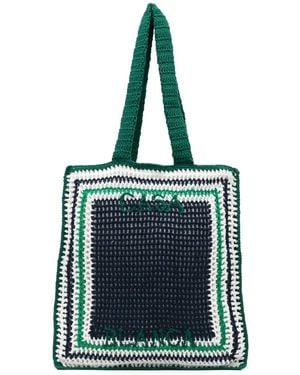 CASABLANCA Crochet Shopping Bag - Blue