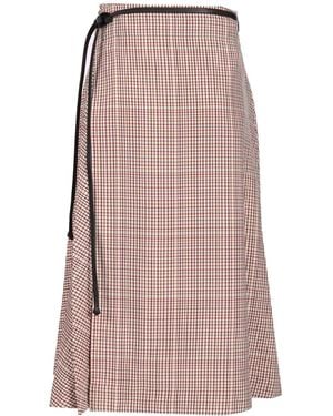 Bottega Veneta Checked Midi Skirt - Pink