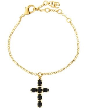 Dolce & Gabbana Crystal Cross Bracelet - Metallic