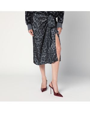 Stella McCartney Leopard Midi Skirt With Knot - Black