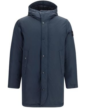 Stone Island Long Down Jacket - Blue