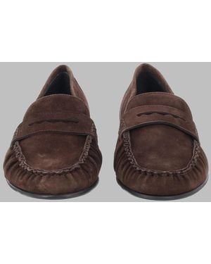 Aeyde Penny Strap Soft Kid Suede Loafers - Brown