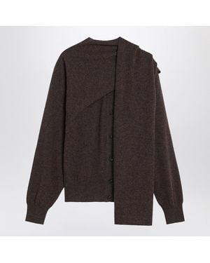 Ferragamo Clay Melange Cashmere Cardigan - Black