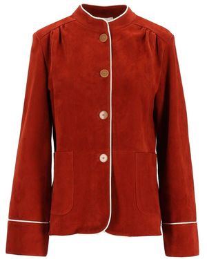 forte_forte Forte_Forte Suede Band Collar Jacket - Red