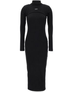 Off-White c/o Virgil Abloh Long Sleeve Off Stamp Stretch Cotton Dress - Black