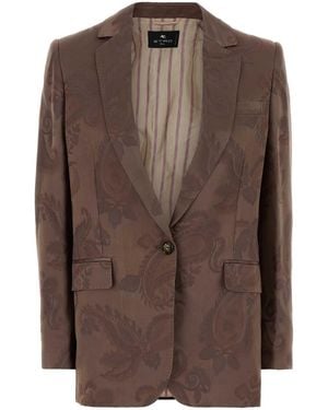 Etro Embroidered Jacquard Blazer - Brown