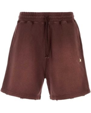 Golden Goose Deluxe Brand Burgundy Cotton Bermuda Shorts - Red