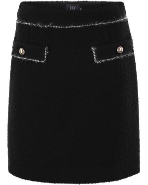 Fay Wool Short Skirt - Black