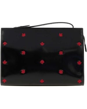 DSquared² Dsquared Leather Maple Leaf Clutch - Black