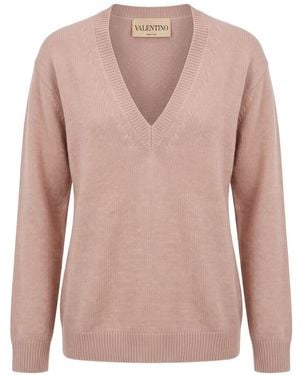 Valentino Cashmere V-Necked Sweater - Pink