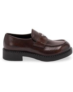 Prada Chocolate Leather Loafers - Brown