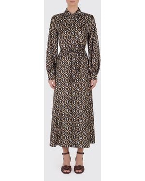 Max Mara Printed Silk Shirt Dress - Black
