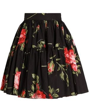 Dolce & Gabbana Cotton Skirt With Iconic Print - Black
