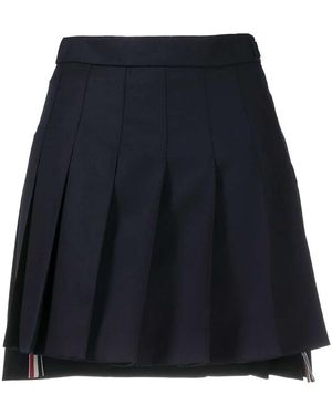 Thom Browne Super 120S Pleated Miniskirt - Blue
