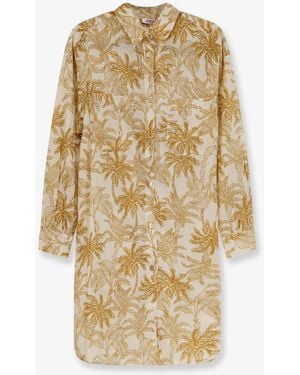 Eres Long Panama Cotton Shirt With Printed Pattern - Natural
