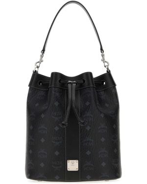 MCM Printed Canvas Dessau Bucket Bag - Black