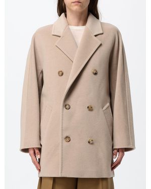 Max Mara Double-Breasted Wool Caban Coat With Relaxed Fit And Lapel Collar - Natural