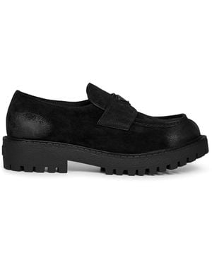 Prada Calzature Vintage-Effect Nubuck Loafers - Black